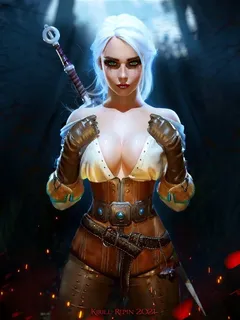 a depiction of ciri from the game witcher 3 wild hunt.