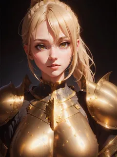 beautiful golden knight portrait - hentai - ecchi - nsfw- sfw - big breasts - big tits