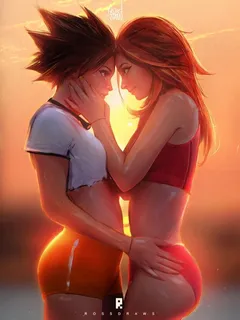 tracer and emily -  overwatch love.