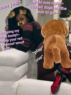 cardi b being dry-humped by a stuffed dog