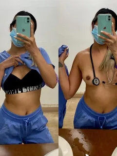 nurse flashing her bra and her boobs