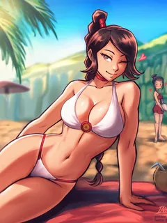 azula and ty lee at the beach