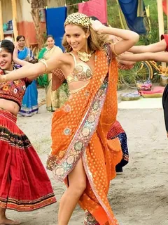 jessica alba dancing in a sari