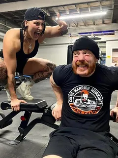 rhea ripley with sheamus in work out gym!