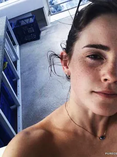 my pretty emma watson is taking selfie topless