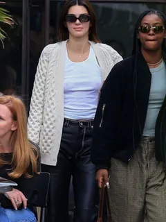 kendall jenner braless boobs in a white tank top showing off her tits seen by paparazzi with justine skye.